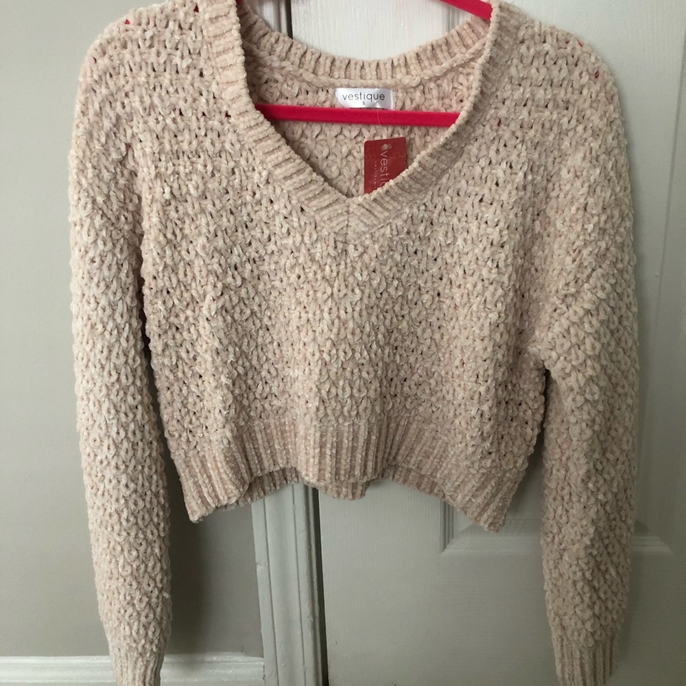 Cropped chenille sweater